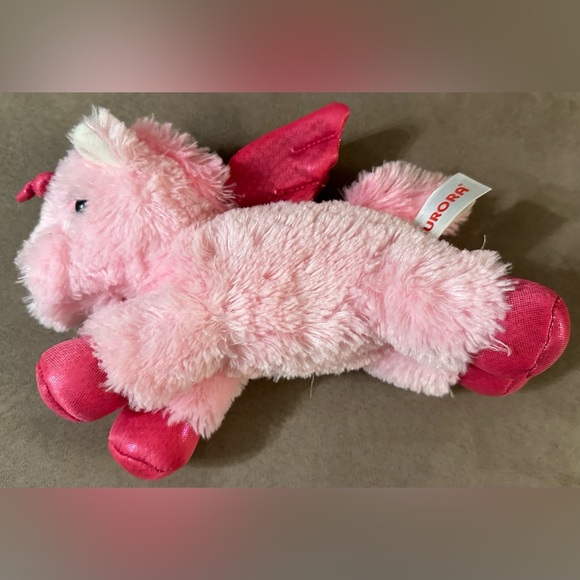 Justice Girls 10” Pink Fluffy Unicorn Plush Stuffed Animal Sparkly Horn Wings - Picture 3 of 16